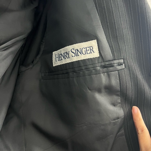 Armani Classic Black Pinstripe Men's Blazer - Picture 3 of 7